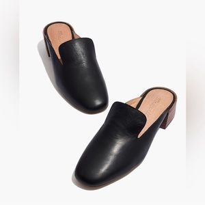 Madewell Willa Leather Slip On Square Toe Mules in Black